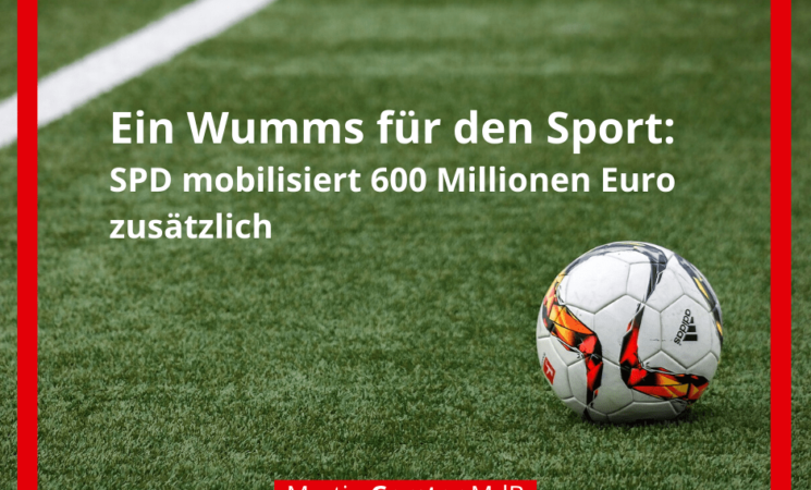 Ein Wumms für den Sport: SPD mobilisiert 600 Millionen Euro zusätzlich